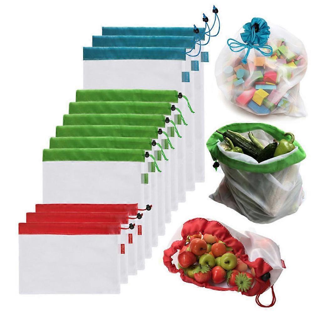 Reusable Mesh Produce Bag for Storage and Grocery 2Pcs Red Color