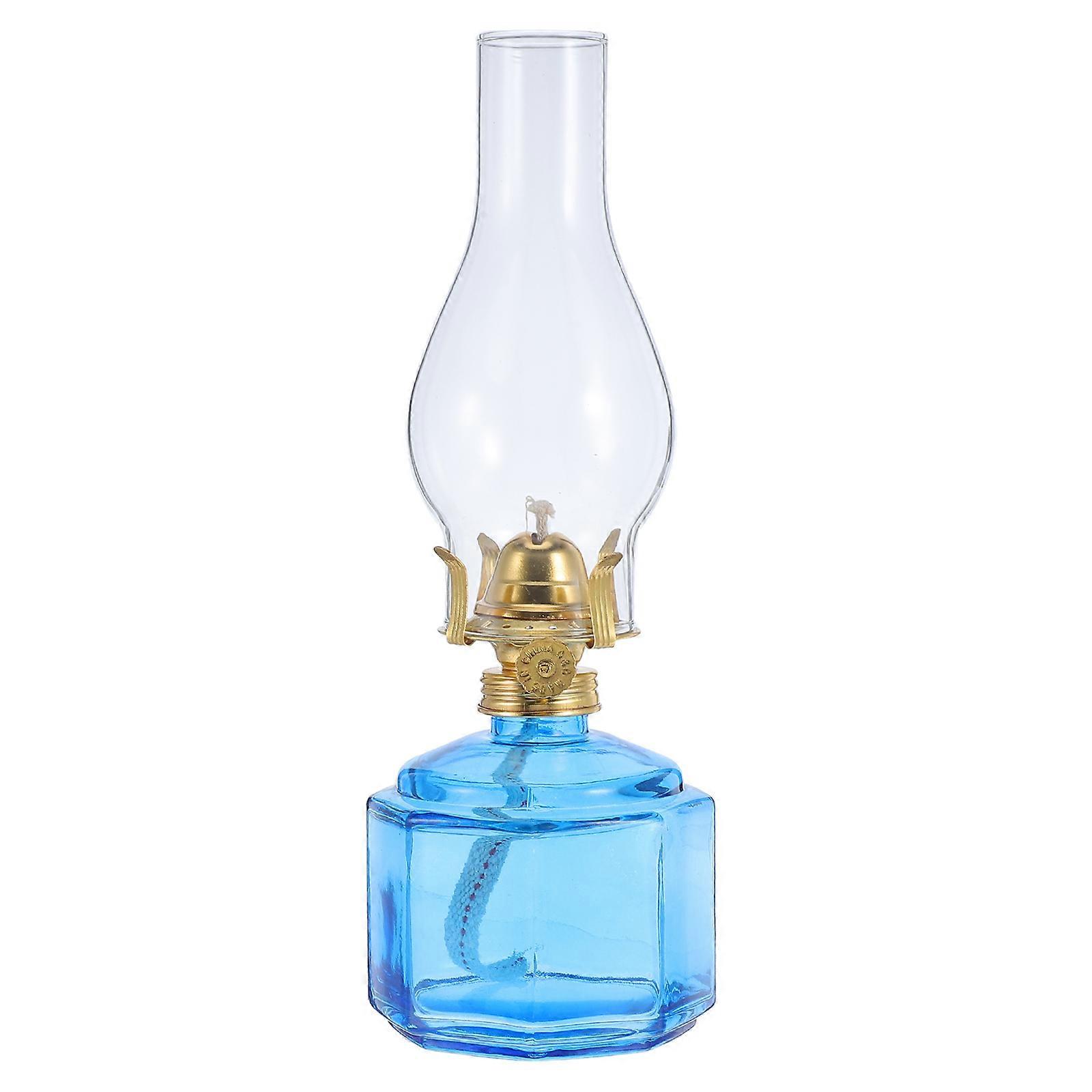 Blue Rustic Oil Lamp Vintage Kerosene Lamp for Decorative Use 1Set