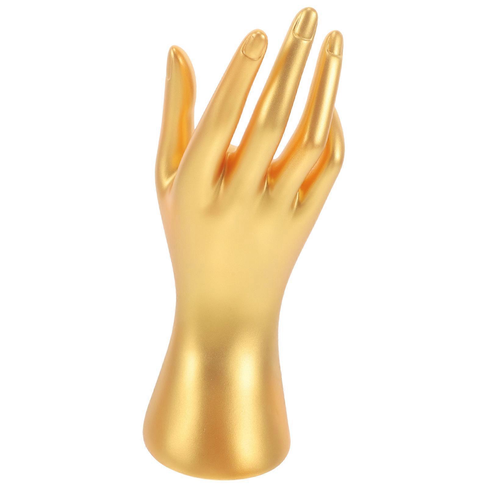 4Pcs Hand Mannequin Display Stand for Rings Made of Golden Plastic