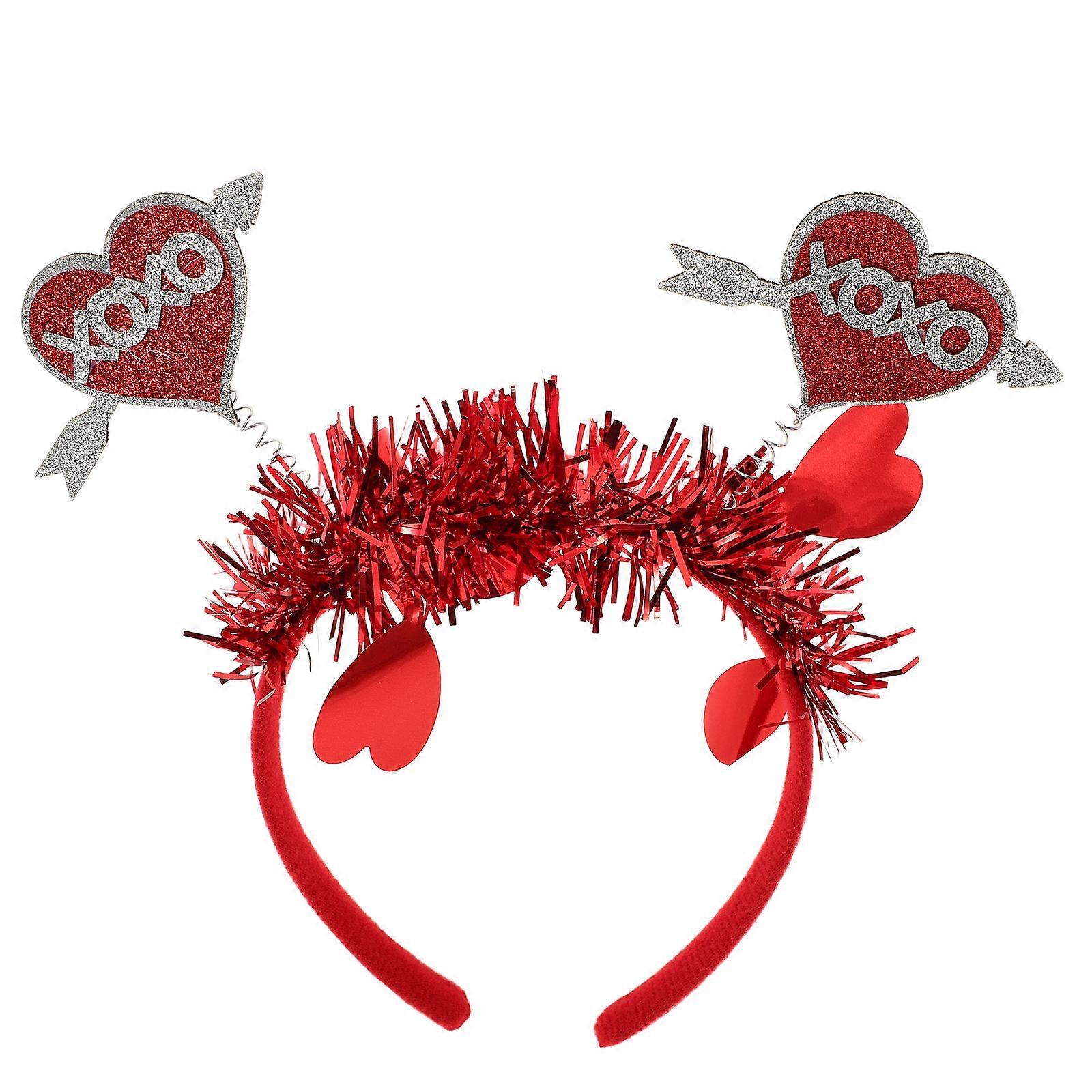 Women's Red Heart Headband for Valentines Day Party 4Pcs Kit
