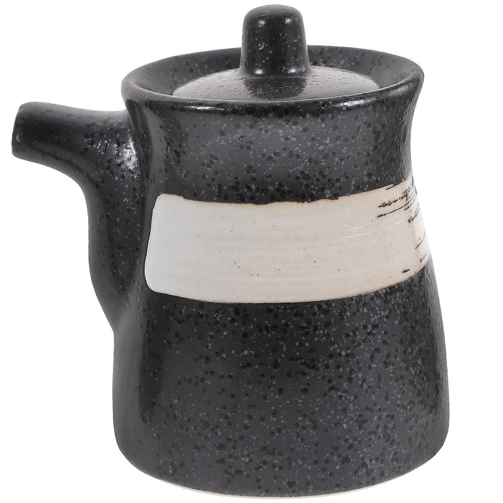 Black Ceramic Condiment Bottle for Storing 3Pcs Kitchen Supply