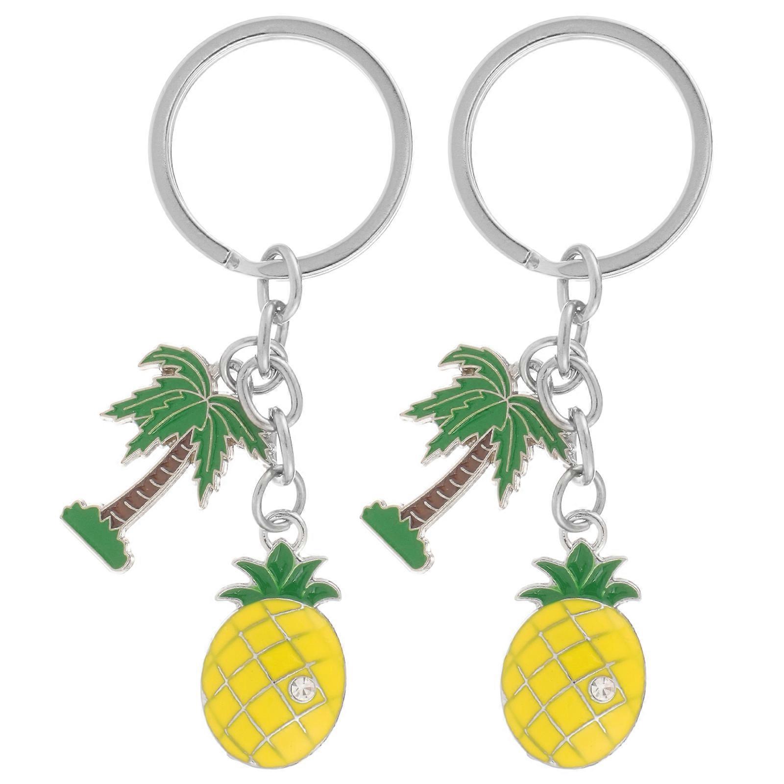 Hawaiian Party Themed Pineapple-shaped Keychain For Keys And Car Accessories With Fashionable Look 8Pcs