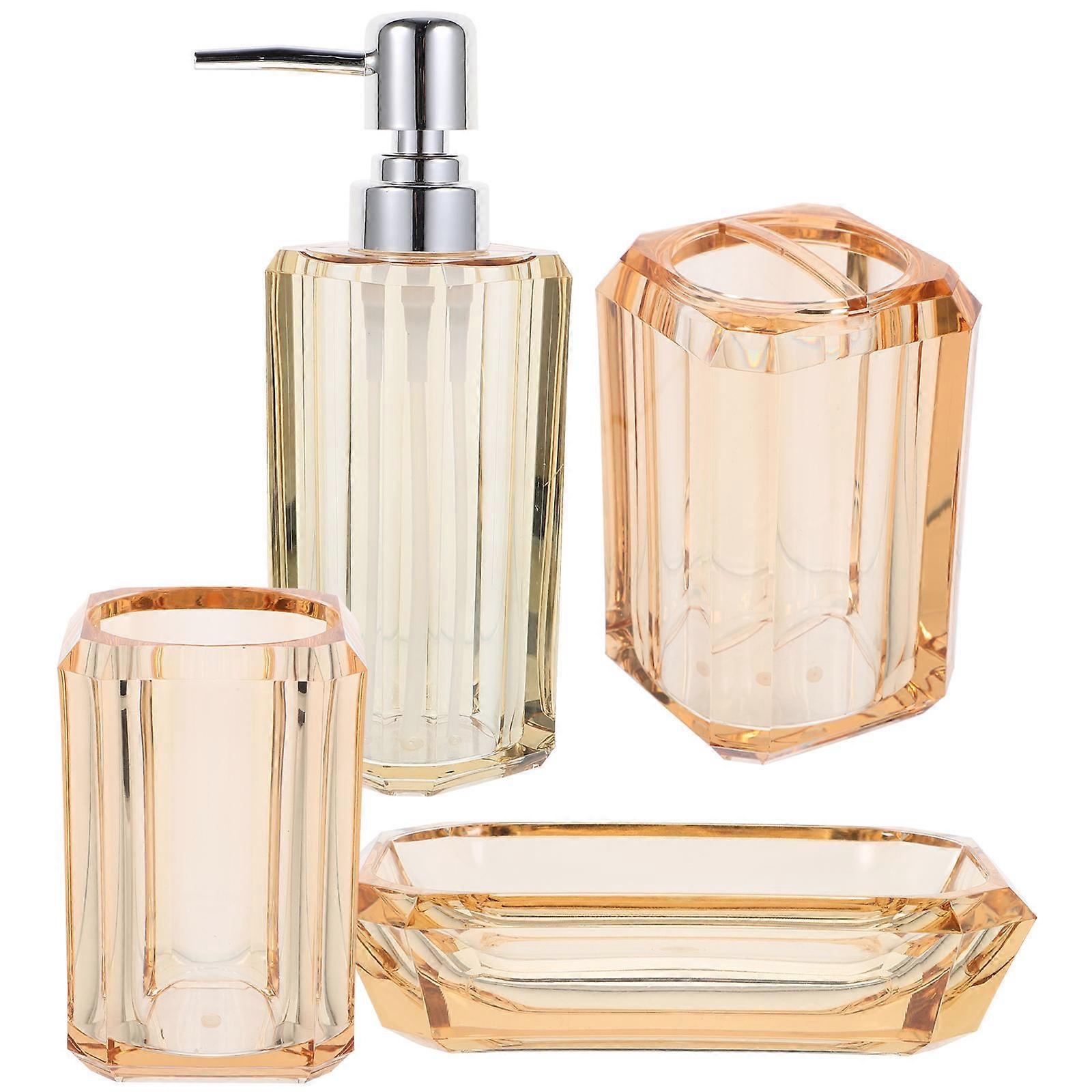 Luxury Bathroom Accessories Set Toothbrush Holder Soap Dispenser Soap Dish Rectangular Storage 2 Sets