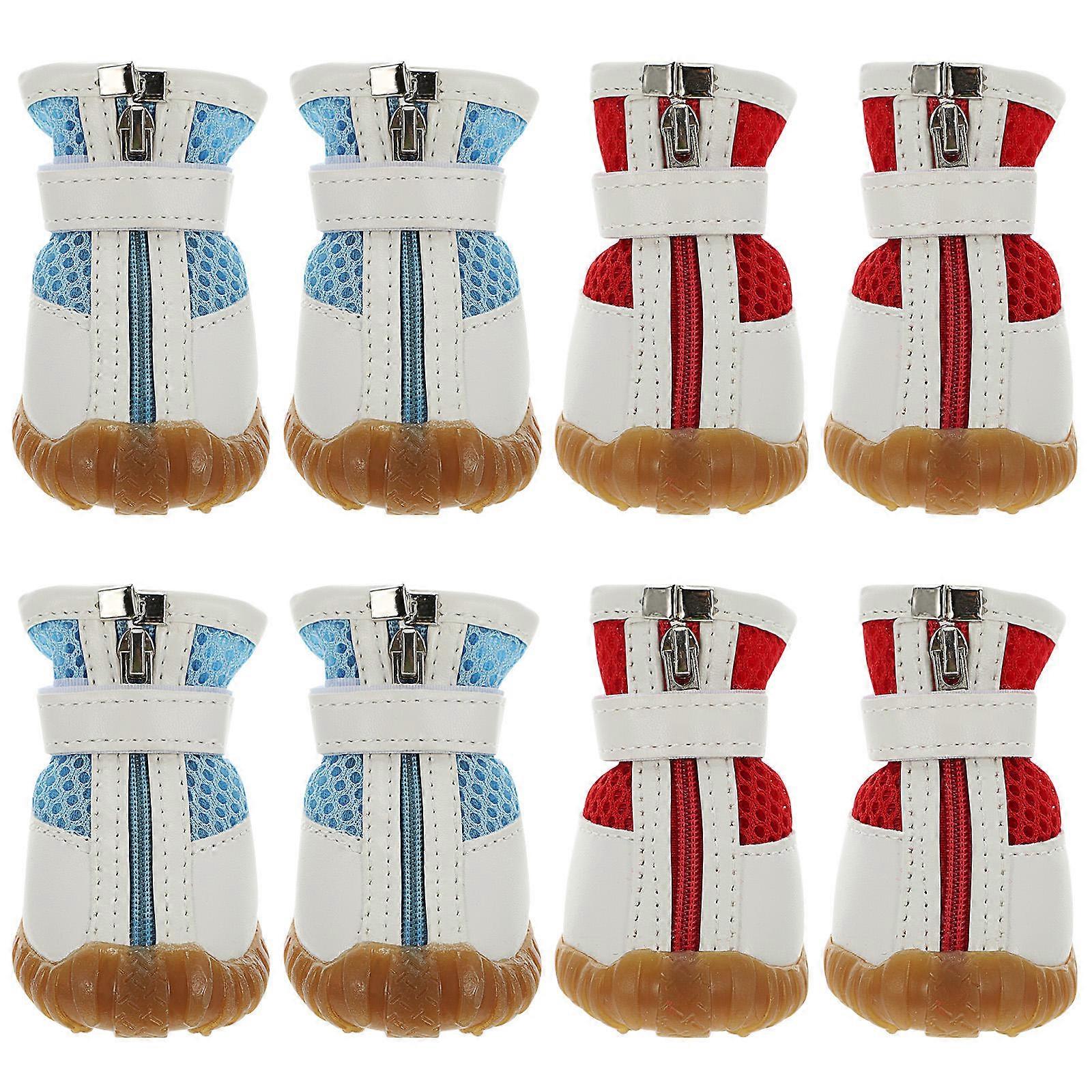 Mesh Dog Shoes Breathable Adjustable Pet Boots 8Pcs Zipper Shoes Set