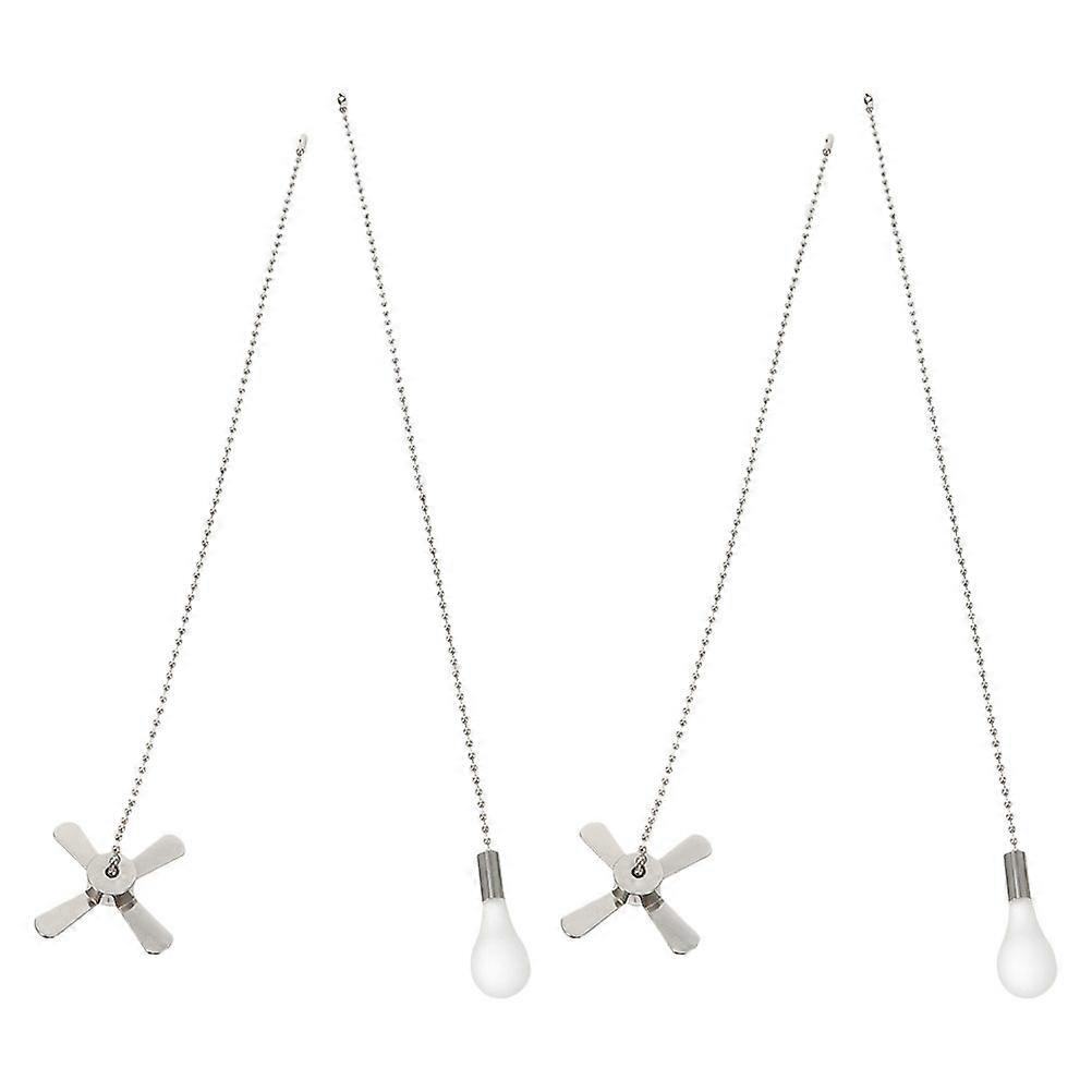 Fan Pull Chain Extension Silver with Decorative Ornaments for 10Sets