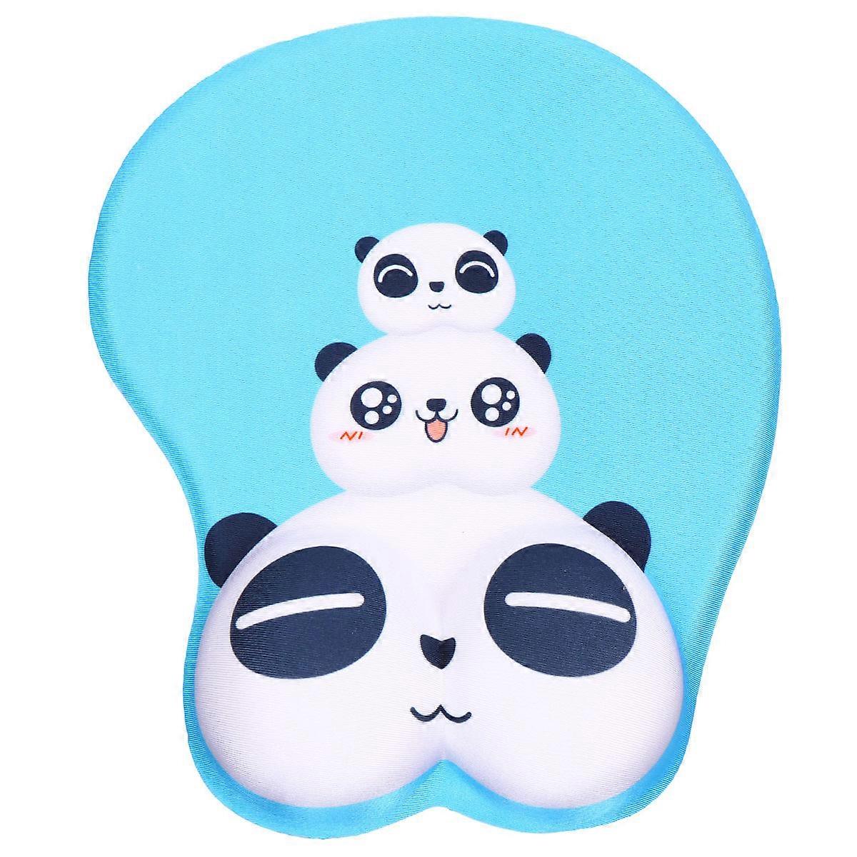 Silicone Wrist Rest Mouse Mat Cartoon Panda Pattern 3Pcs for Computer