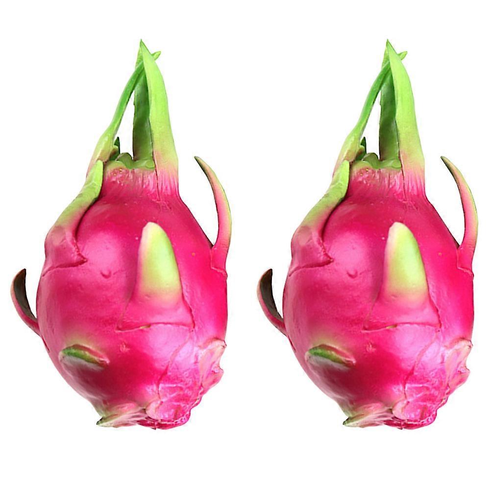 Simulation Fruit Models Lifelike Pitaya Decor for Kids 2Pcs PU Ornaments