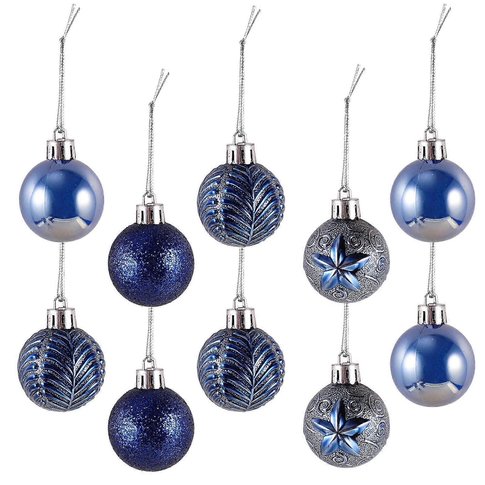 Xmas Ball Plastic Hanging Ornaments for Party Use 24Pcs Dark Blue