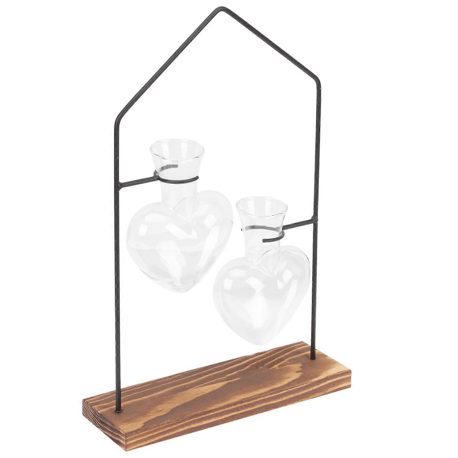 Glass Bud Vase for Plant Terrarium Hydroponic Use 3Sets with Iron Stand