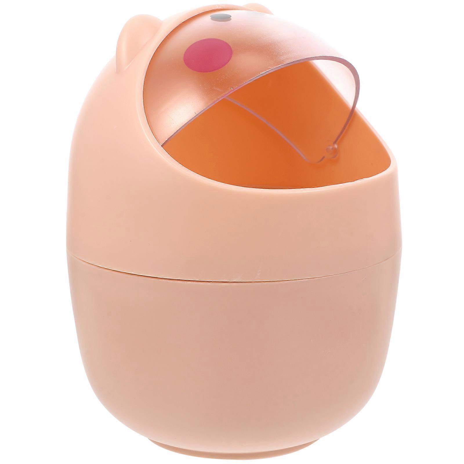 Pink Desktop Trash Can for Storing 2Pcs Cartoon Wastebasket Bin
