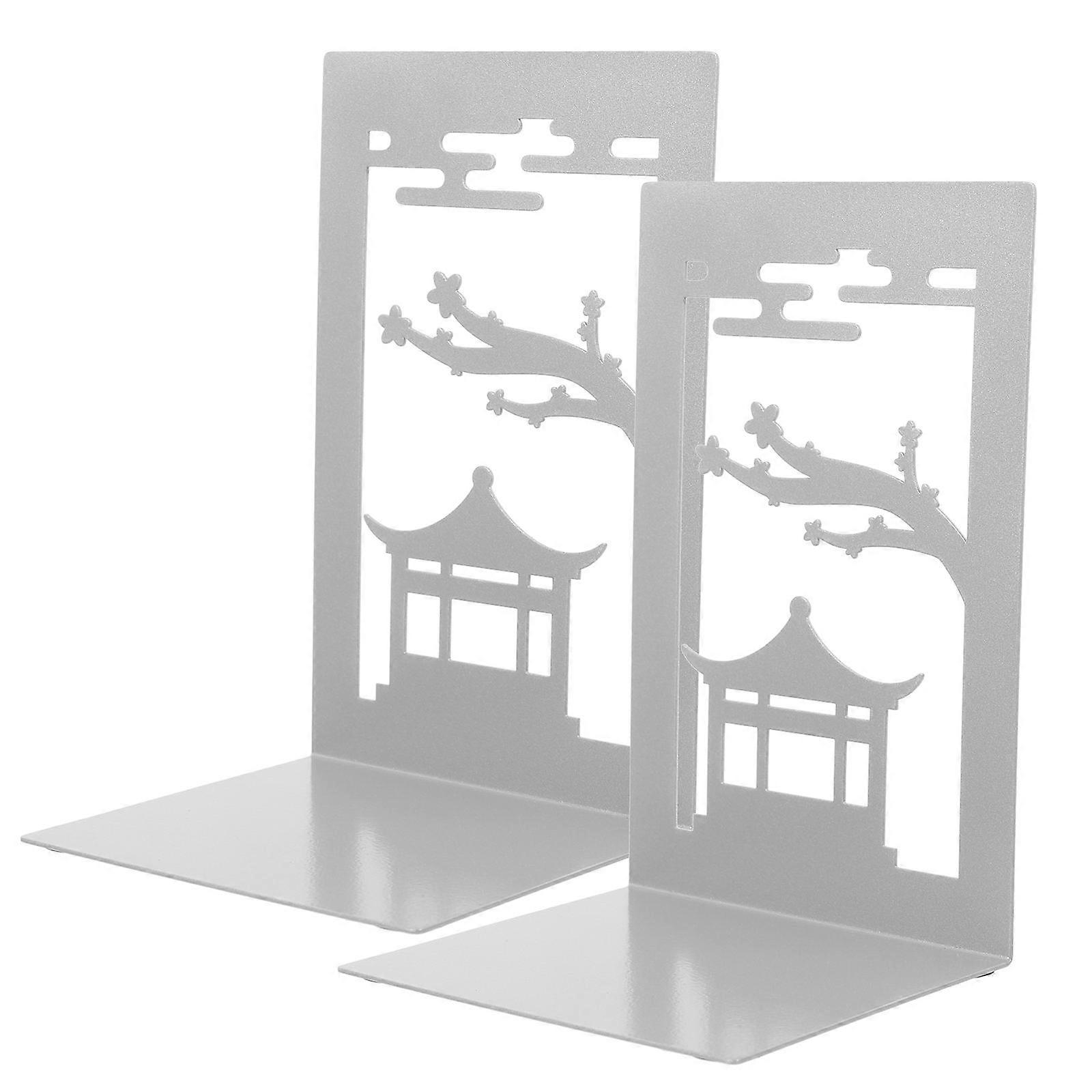 File Book Holders Metal Book Ends for Storage Use 6Pcs Grey