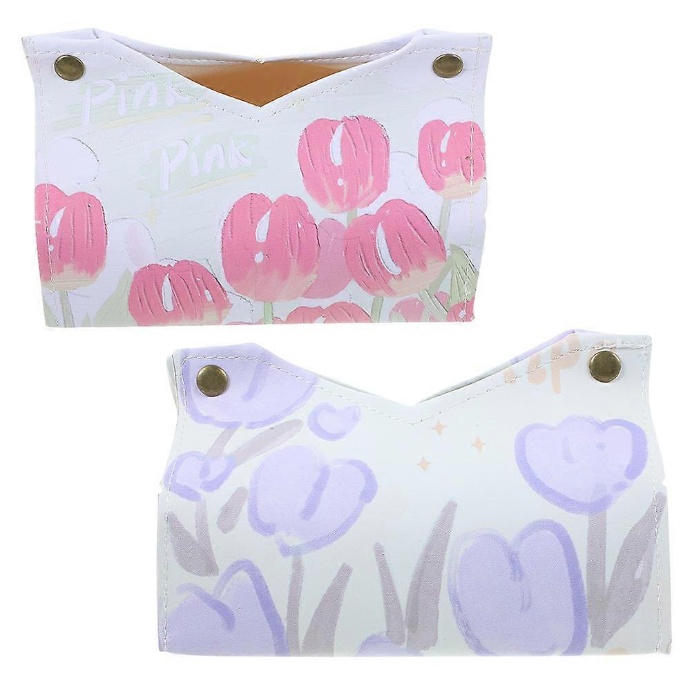 Rectangular PU Tissue Box Cover Organizer For Office Dining Table Comfort 4 Pcs