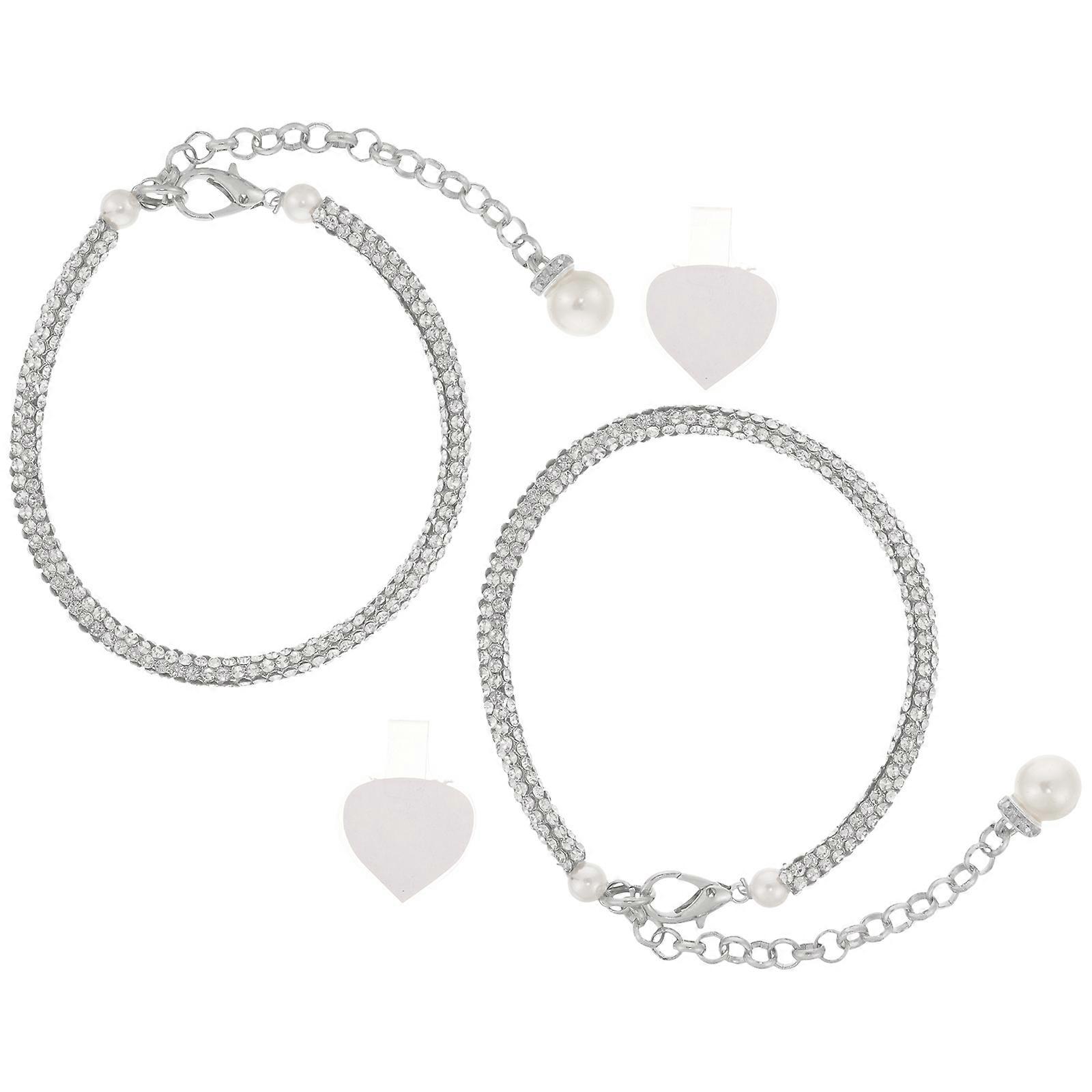 5Pairs Rhinestone Heel Straps for Decoration Silver Shoe Chains