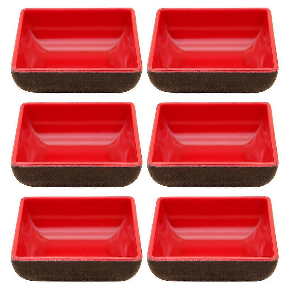 Red Condiment Dish for Serving 6Pcs Square Sauce Plates