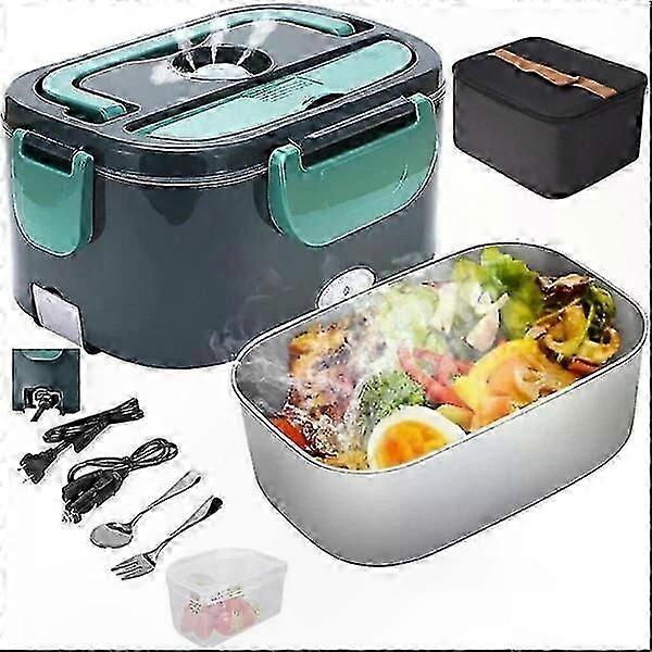 Stainless Steel Tray Lunch Box with Salad Container, Energy-Efficient Heating System for Meals