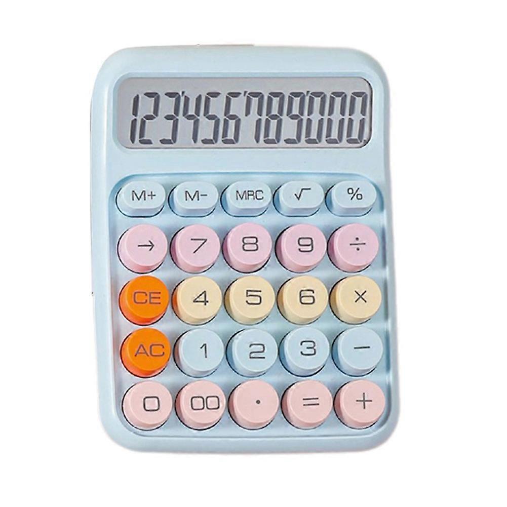 Mechanical Calculator Large LCD Display Big Round Button blue