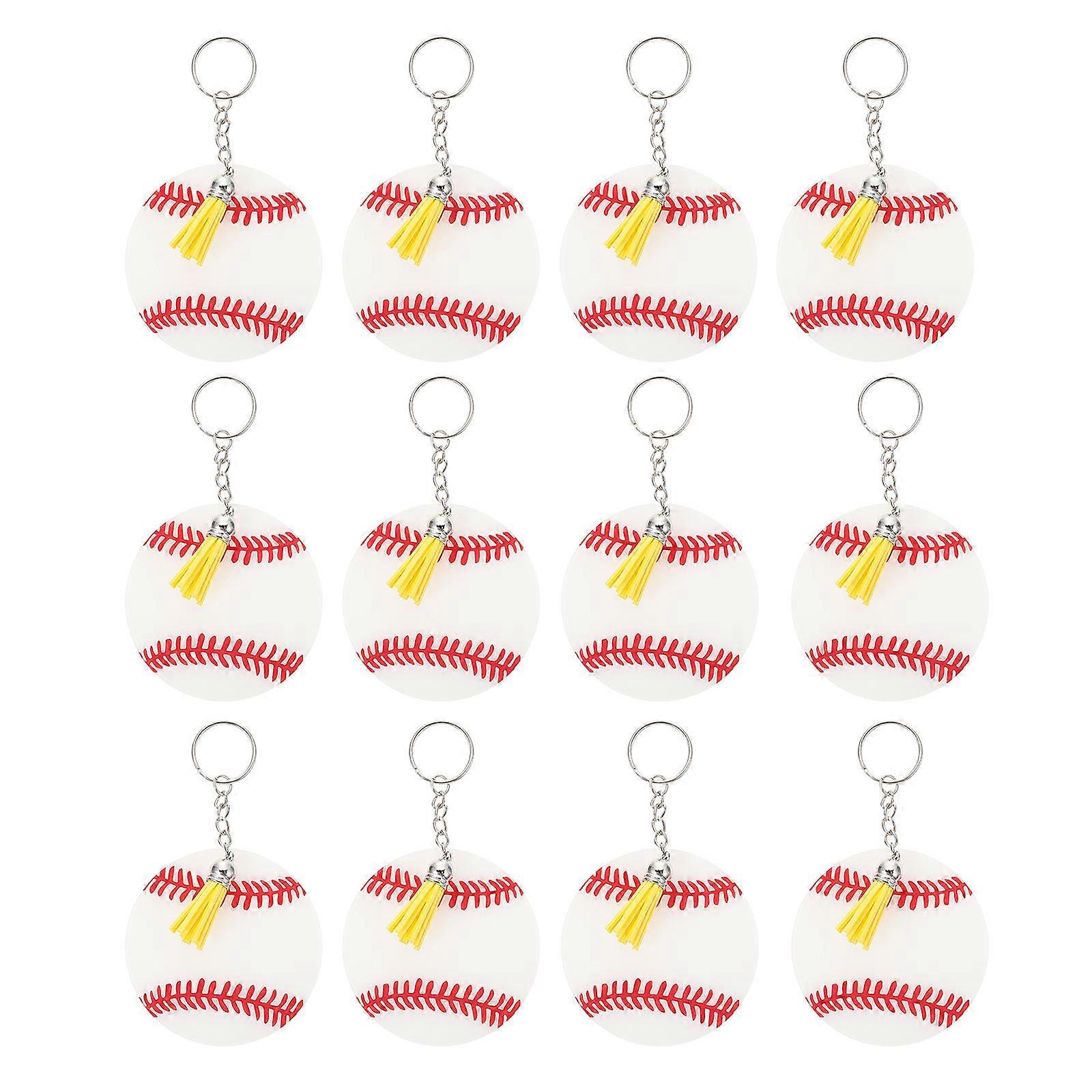 Acrylic Baseball Key Ring for Decoration 12Sets with Tassel Charm