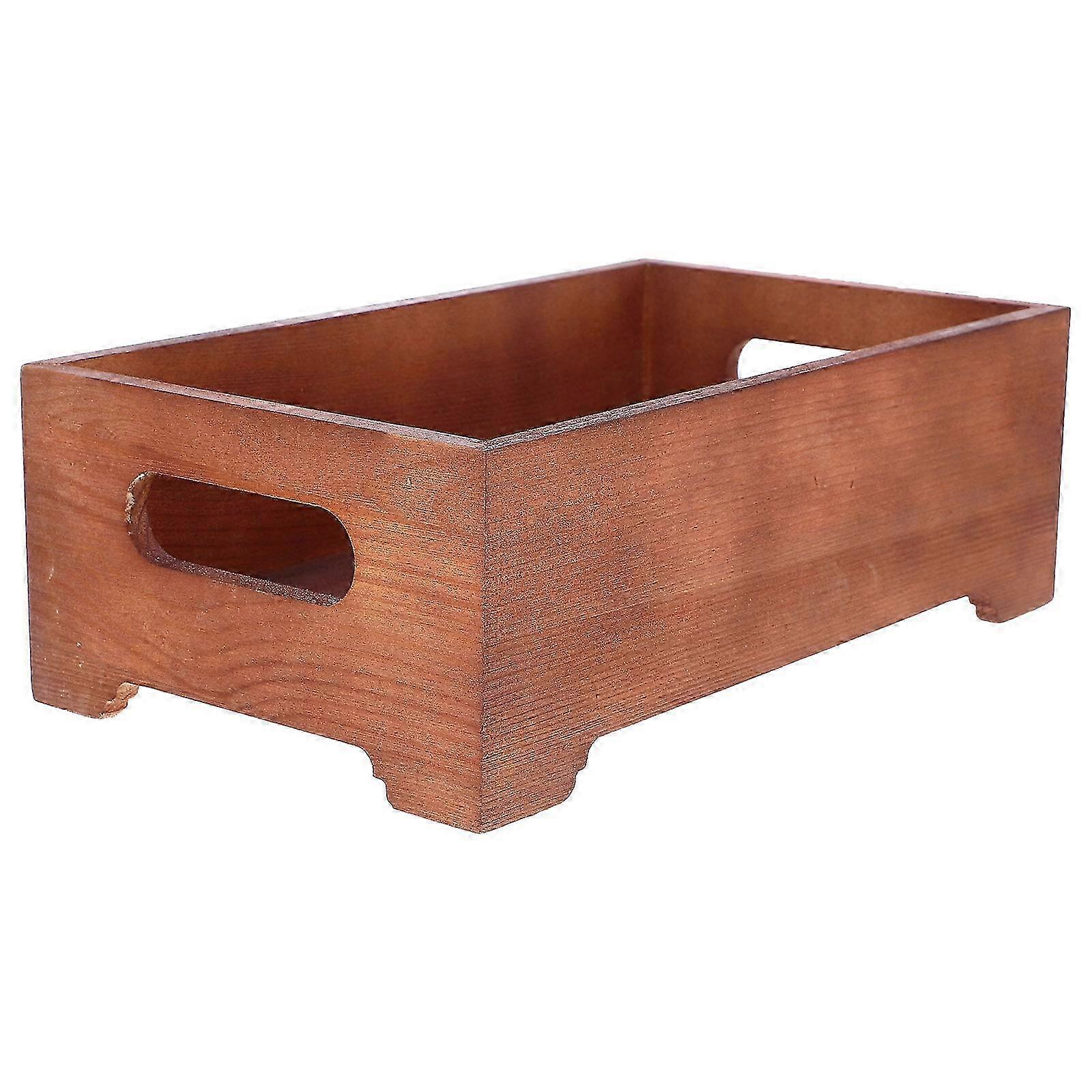 Wooden Storage Box Desk Organzier Box Desktop Sundry Storage Box for Home Office 26s