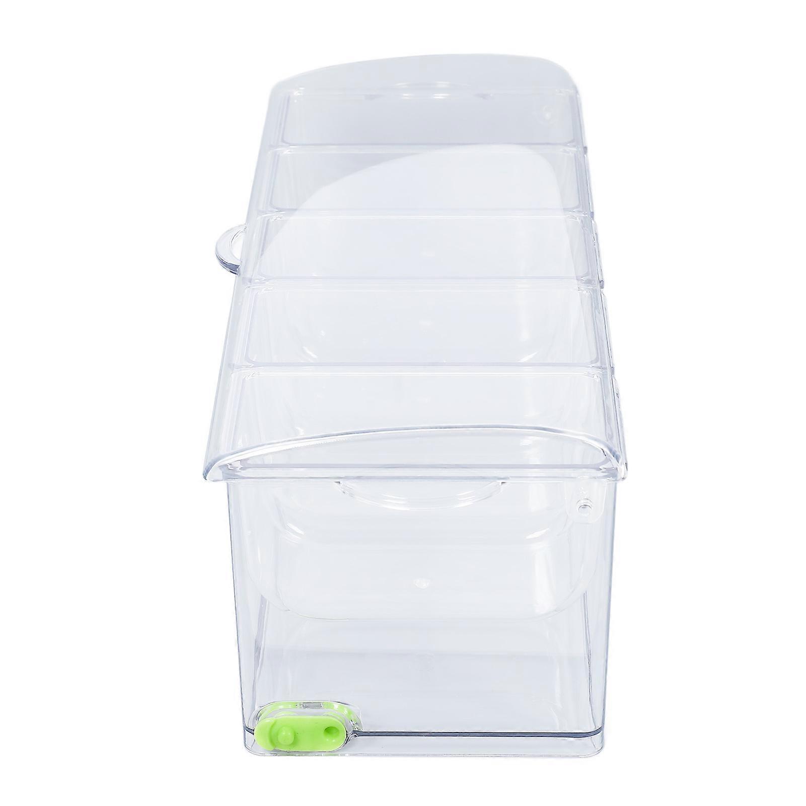 Ice Chilled Condiment Server Plastic 5-Compartment Clear Tray with Lid