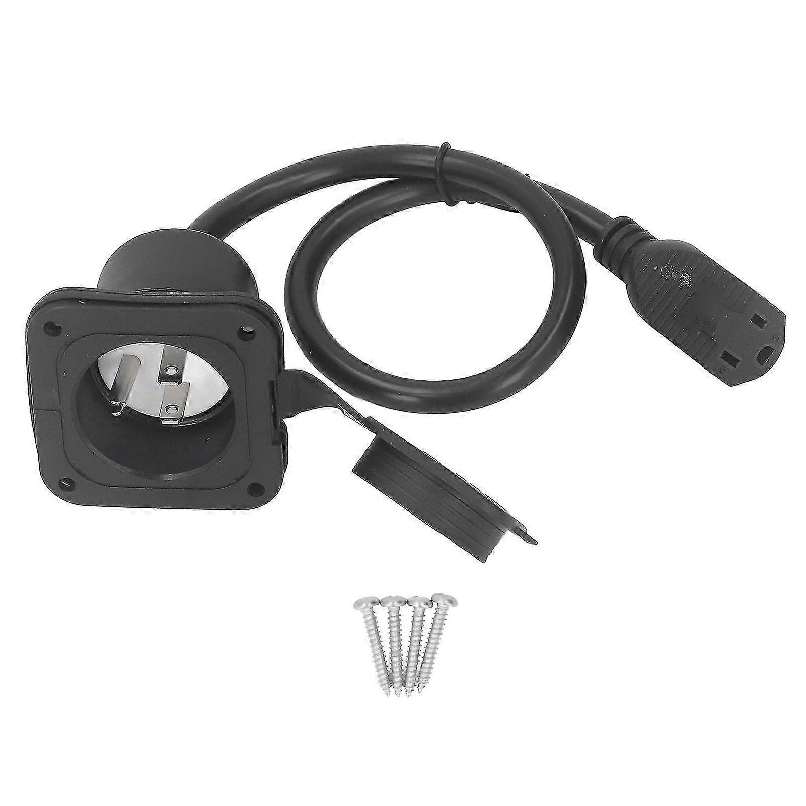 AC Power Inlet Plug 2 Pole 3 Wire NEMA 515 RV Flange Inlet 15A AC Port Plug with Waterproof Cover