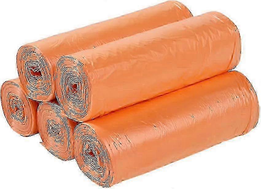 100 Counts of Strong and Thicken Biodegradable Small Orange Trash Bags, perfect for use in the Kitchen, Office, or Home