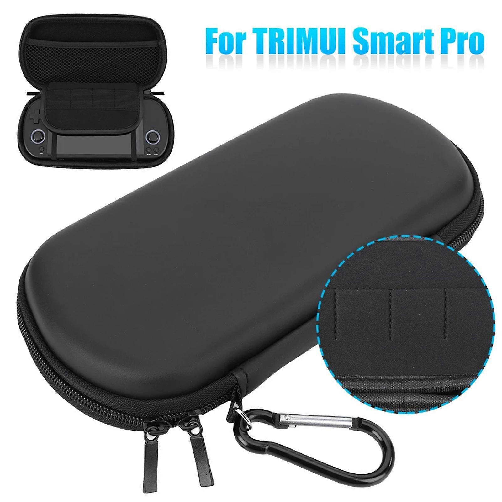 SUSUchens Game Console Case Shockproof Dustproof Hardness Case Soft Lining with Fixing Strap Mesh Pocket Portable EVA Case for Trimui Smart Pro Black
