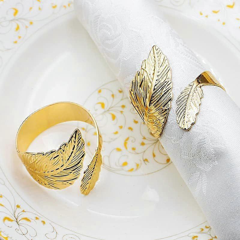 Gold Metal Leaf  Set of 4, Eucalyptus  Holder for Table Setting Dinner, Easter,