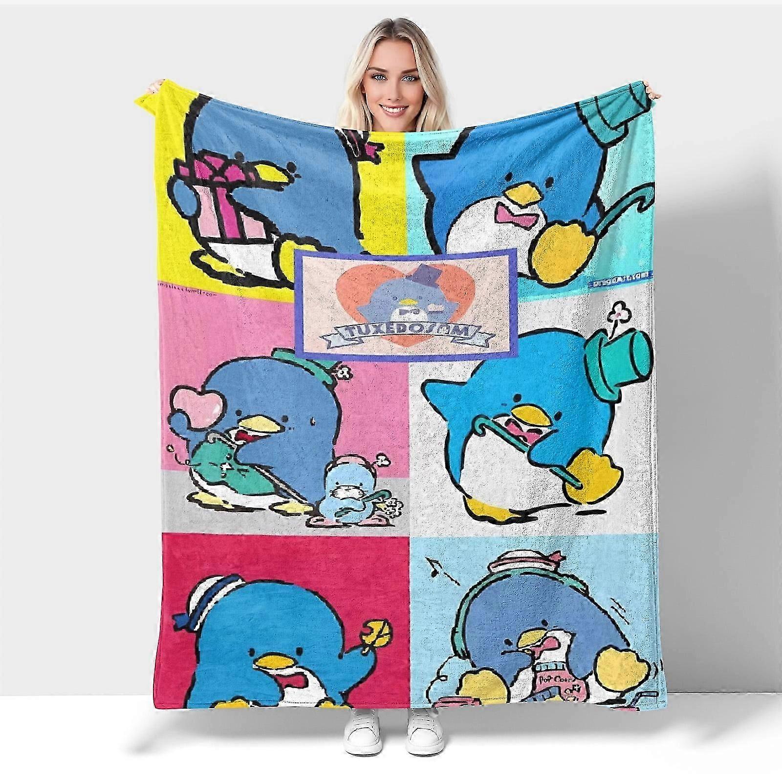 Blanket Tuxedosam Printed thickened double-sided velvet blanket, comfortable and soft for sofa, thick winter blanket for bedroomgugeu723