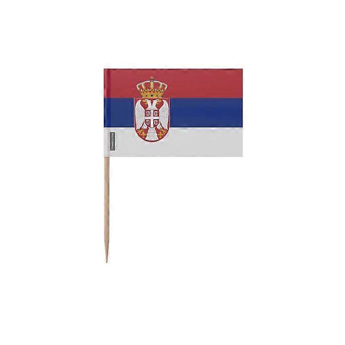 Toothpicks Serbian Flag - 12 cm - 100 pieces - Adhesive plastic - Bamboo stick - Pixelforma