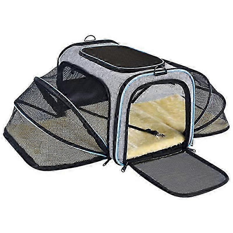 ניתן להרחבה Pet Dog Cat Carrier Tote Soft Crate חברת תעופה מאושרת רכב כלבים רכב נסיעה דו צדדית התפשטות מטען קל לנשיאה