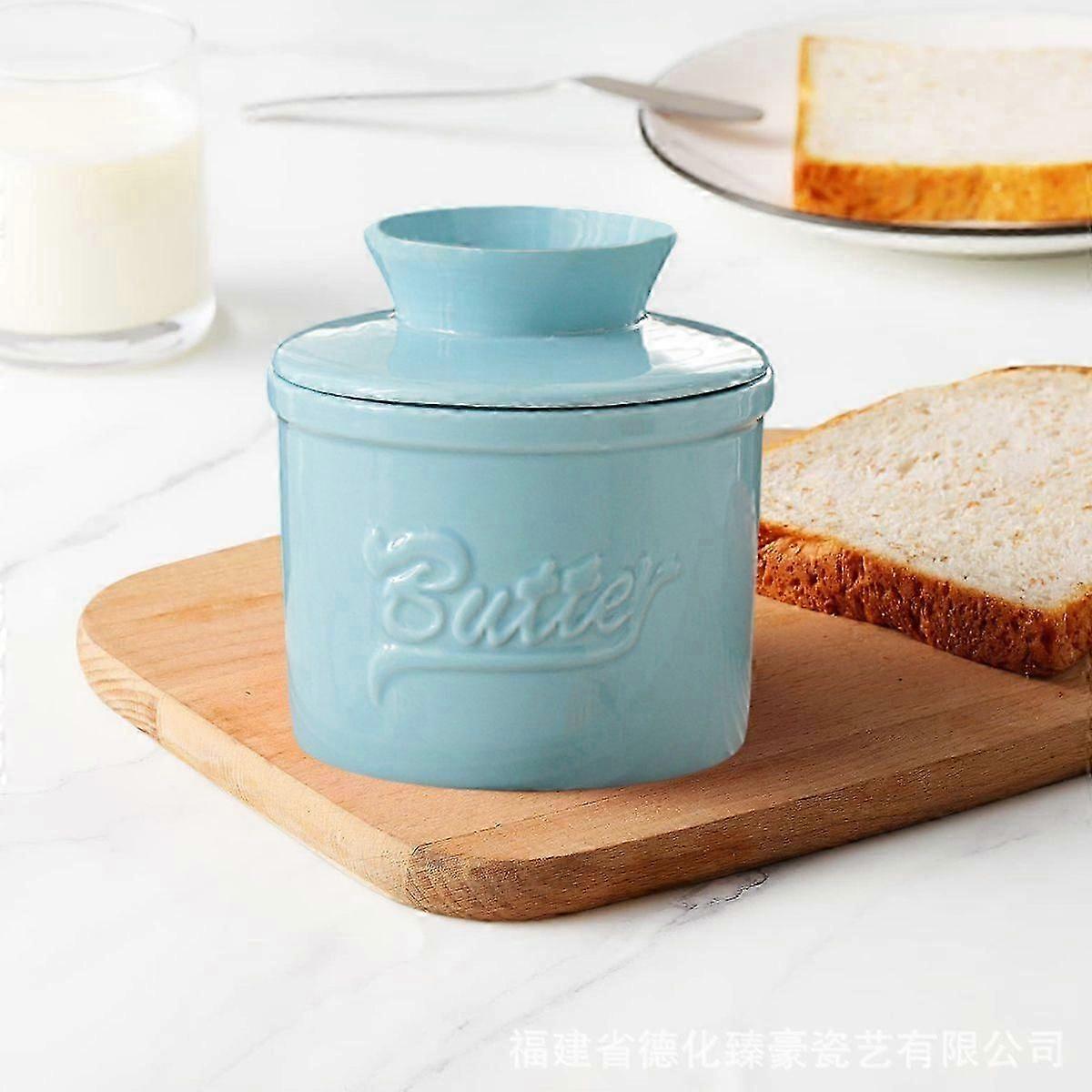 Butter Crock for Counter , French Butter Keeper for Spreadable Butter Marble Ceramic Butter Dish with Lid for Countertop, Butter Container Holder