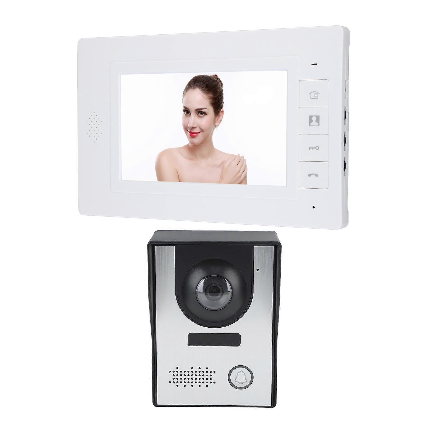 Intercom Video Doorbell System Color Video Door Monitor Kit 2 Way Intercom 3 Way Unlock Night Vision for Home Apartment Office 100‑240V EU Plug 