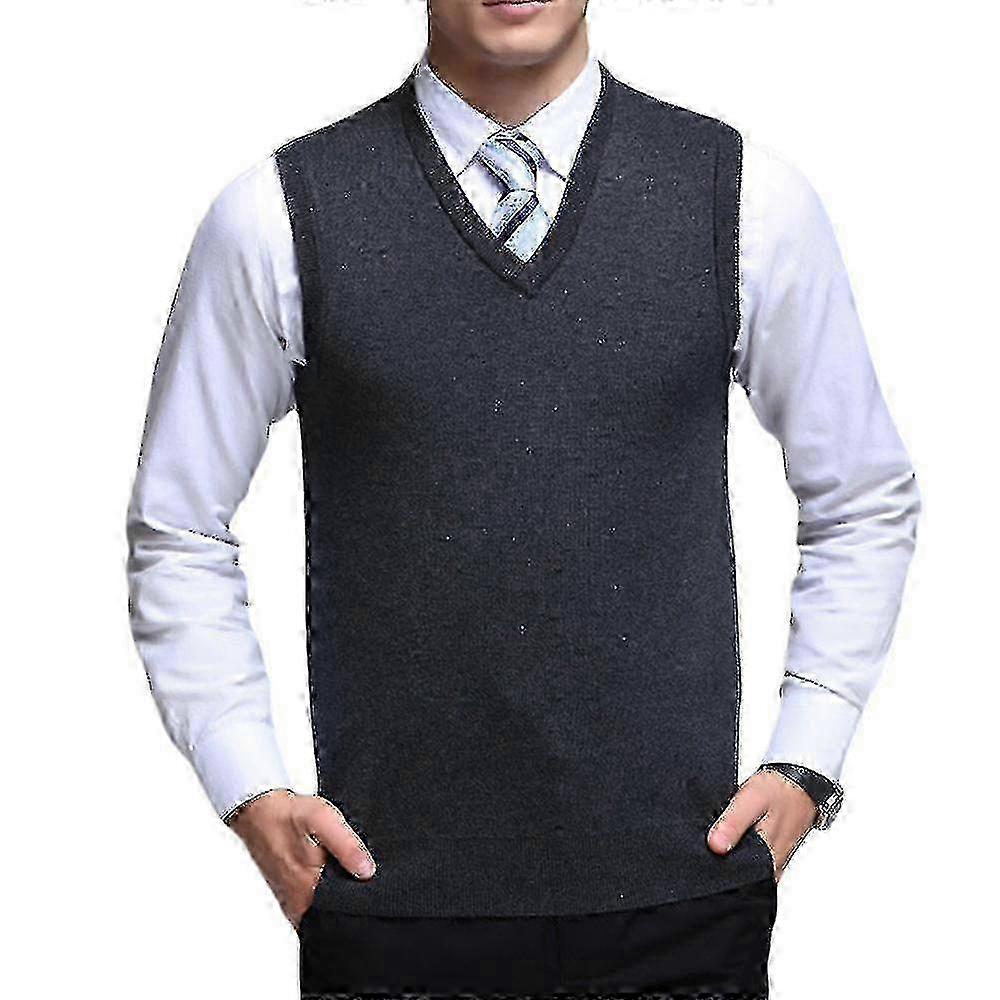 Erkekler için Klasik Düz Renk Kazak Yelek - Sıcak V Yaka Örme Tasarım