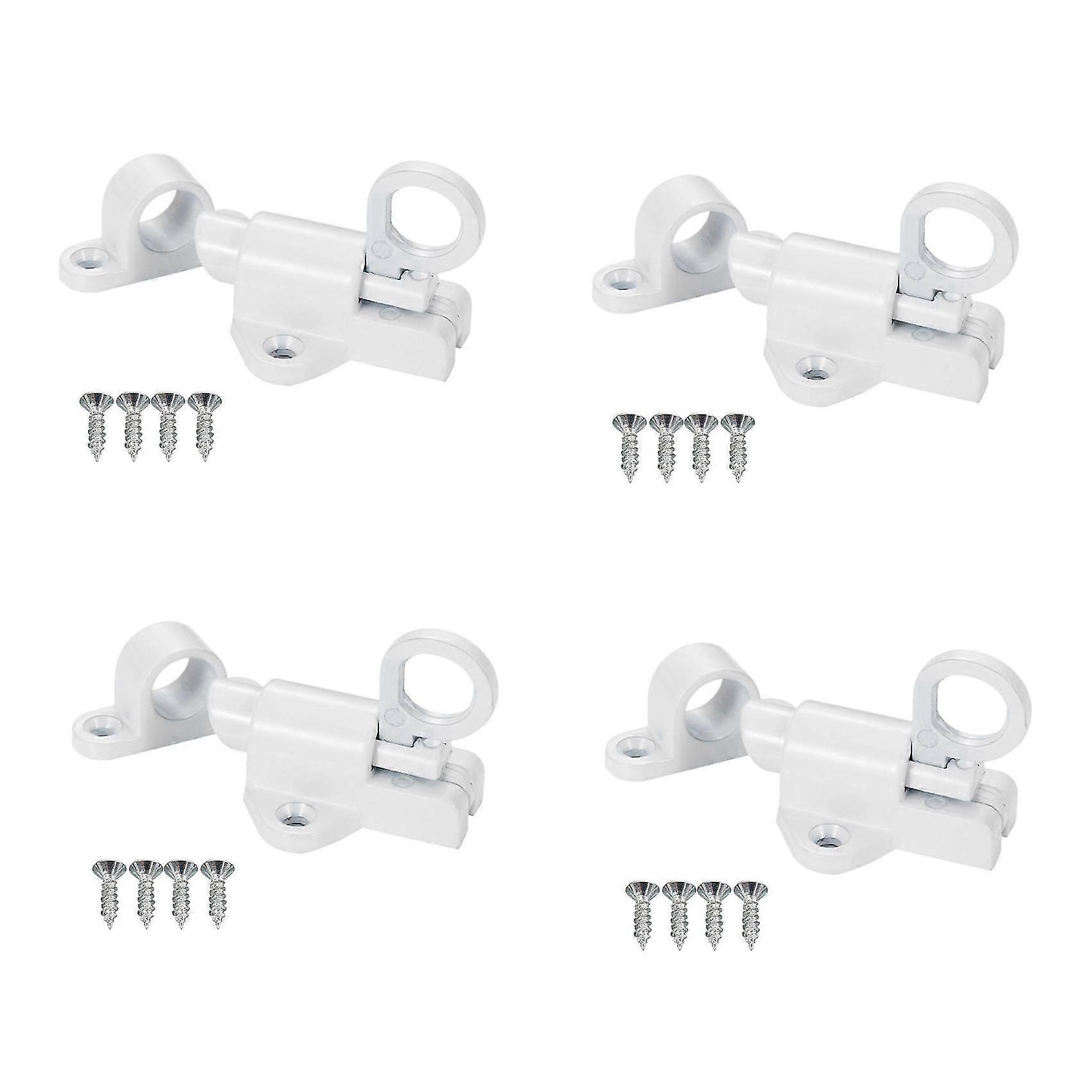 4x Aluminum Alloy Security Automatic Window Gate Lock Spring Bounce Door Bolt Latch, White