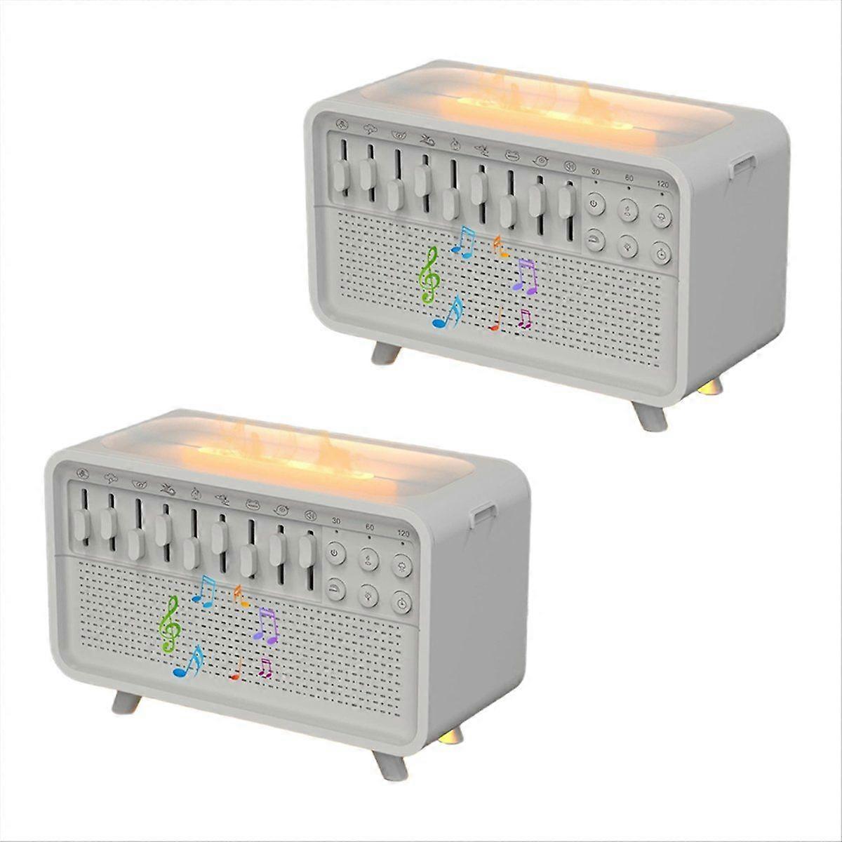 White Noise Bluetooth Speaker Air Aroma Diffuser Humidifier with 8 Effect&Simulation Flame Noise Bl