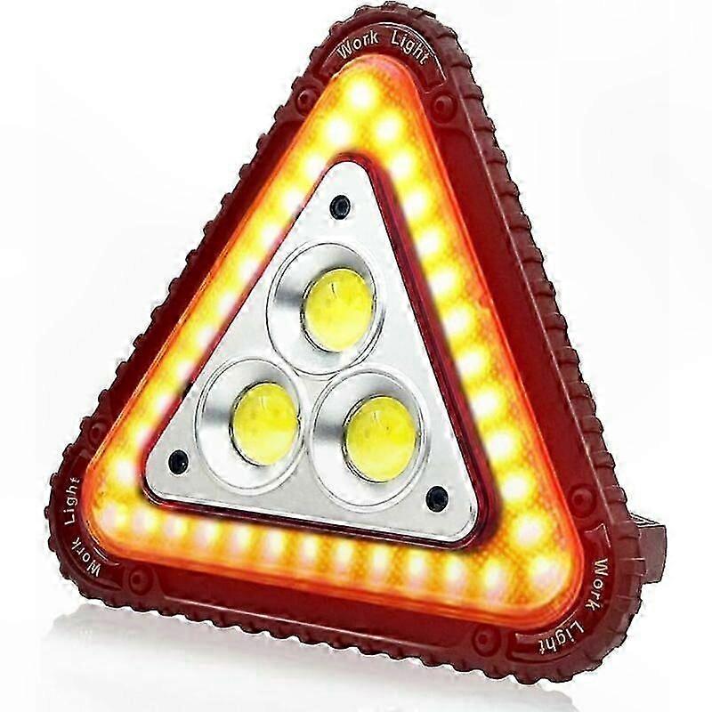 Rechargeable LED Safety Triangle, Portable COB Work Light with 4 Modes, USB Powered Floodlight for Car Repair and Emergency Use, 30W Spotlight