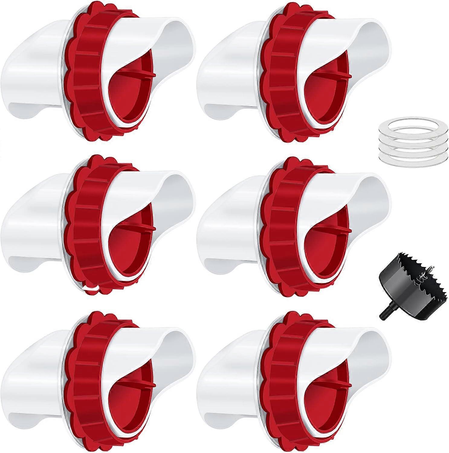 Chicken Feeder, Automatic Chicken Feeder, 6 Ports DIY Gravity Poultry Feeder Kit for Buckets, Barrels, and Tubs