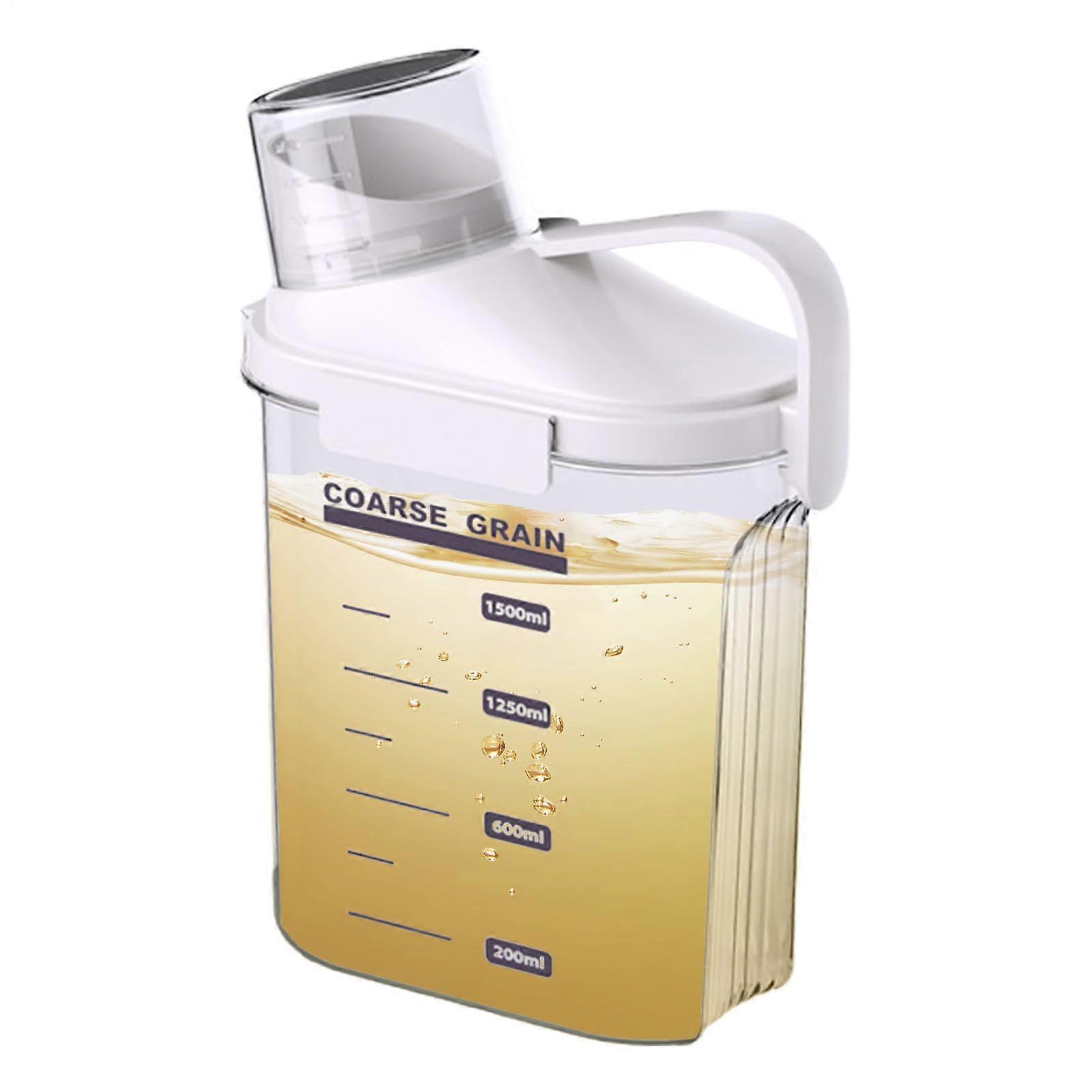 Cereal Storage Container With Lid Dry Food Dispenser Pouring Spout Measuring Cup Leakproof Tray Medium Size