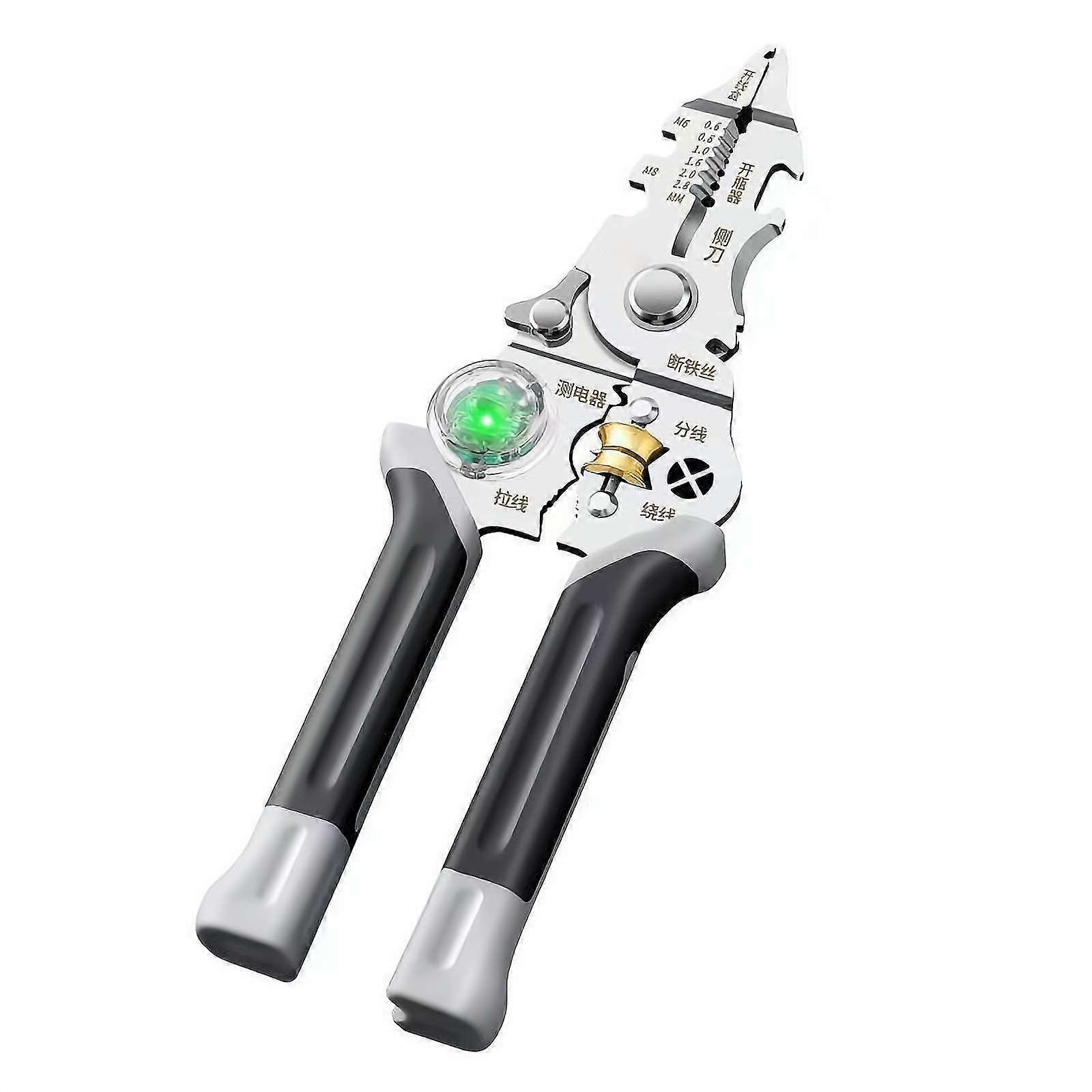 Pliers With Voltage Tester, Wire Stripper And Crimp Tool, MultiFunctional Electrician Pliers