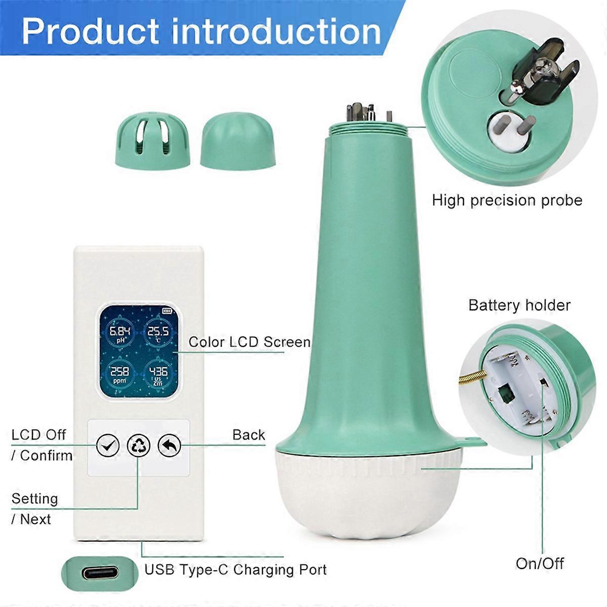 Swimming Pool Water Quality Tester 4 In1 IP68 Waterproof Swimming Pool Detector Wireless Connection Split Floating Type