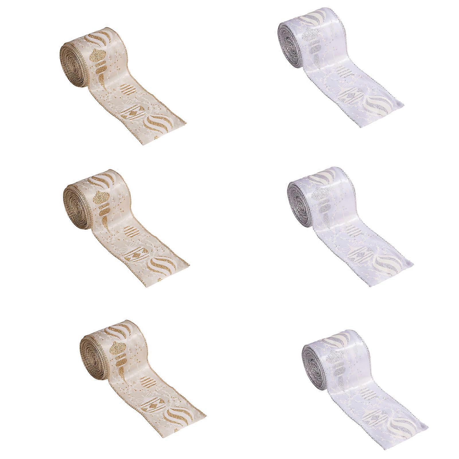 2PCS Additional Polyester Christmas Ribbon Rolls Soft Craft Ribbon For Holiday Decorations Celebratory Bend Making And DIY Projects  6
