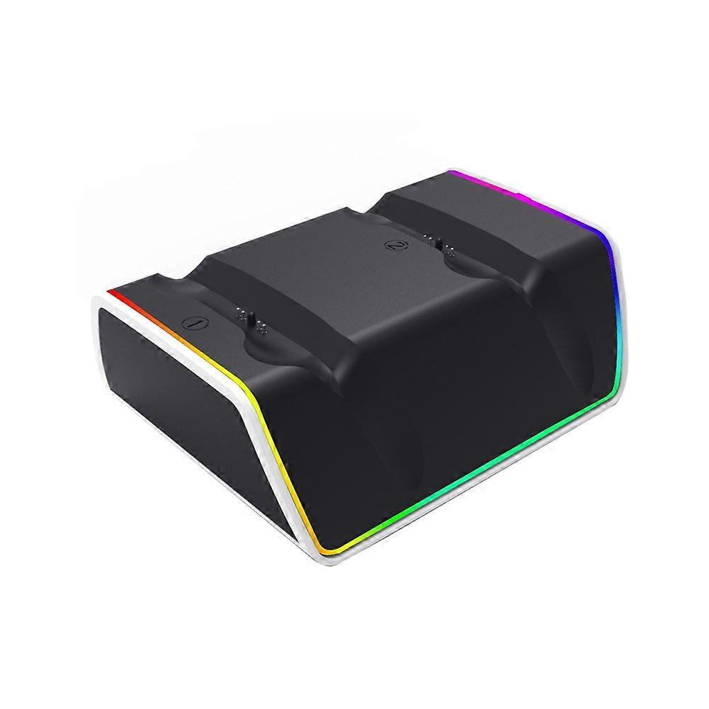 Wireless Controller Charging Base with RGB Fantasy Light Contact Double Charging Base for Game Controller