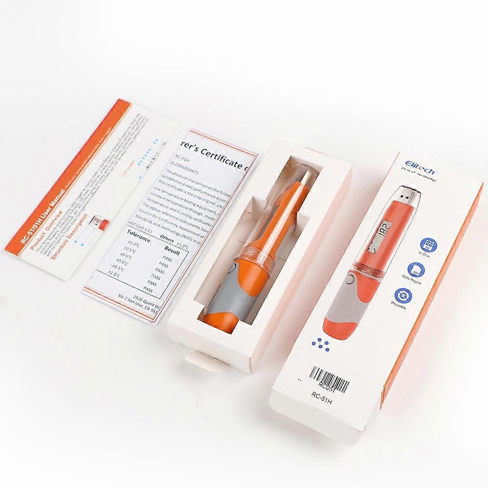 Elitech RC-51H USB Temperature and Humidity Data Logger 32000 Points Auto PDF Temperature Recorder RH TEMP Detector Reusable