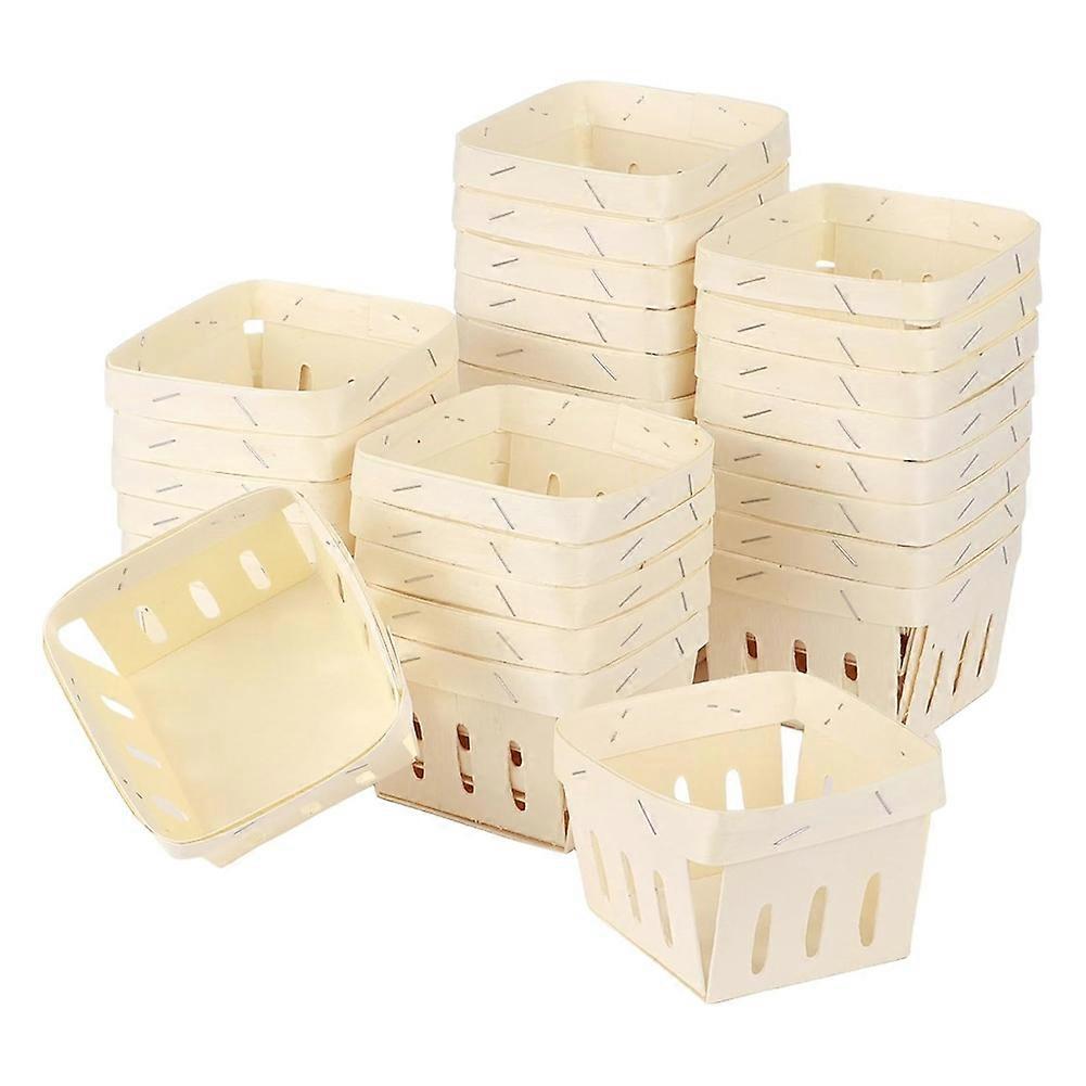 Small Wooden Berry Basket, Mini Square Vented Basket