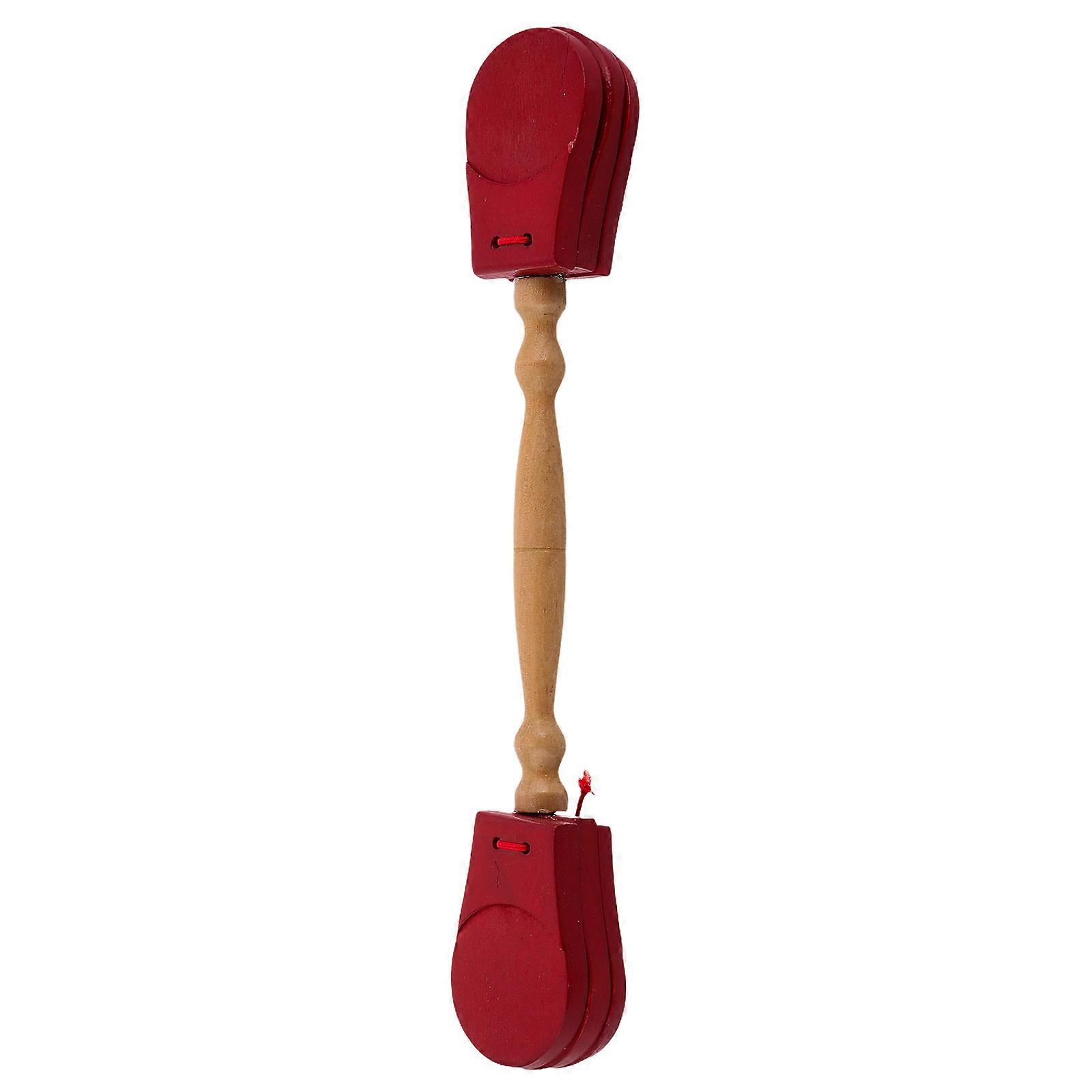 Double-Headed Castanets For Classroom Settings Rhythm Development 13.8×2.2×1.2in Red Hand Clapper 1Pcs