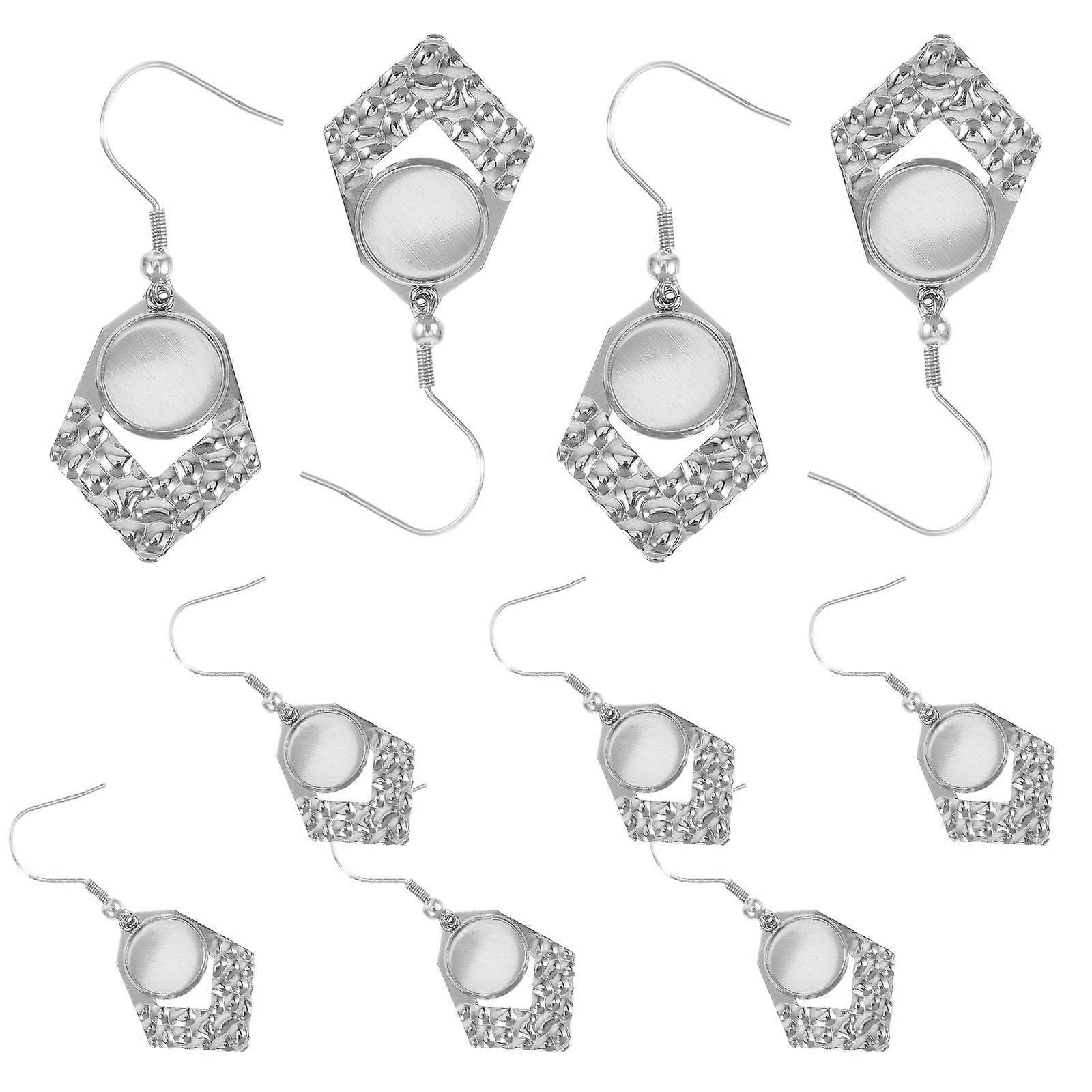 Stainless Steel Earring Hooks Bezel DIY Earring Making Accessories 5.5x2.2cm Rectangular Lightweight 30Pcs