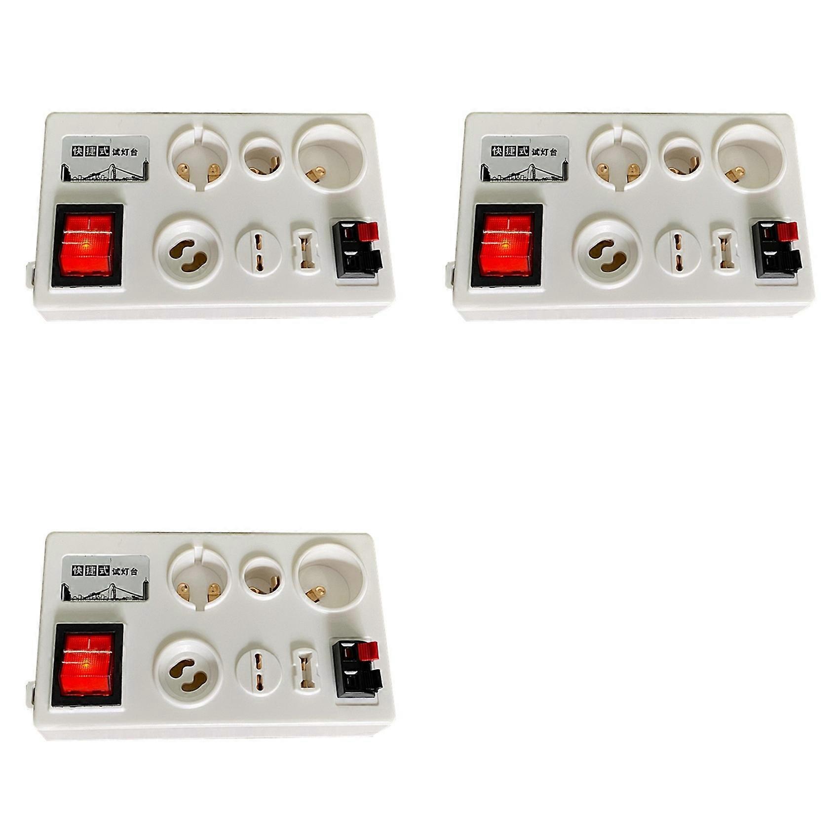 3X Multi-Interface Test Lamp Holder 12 Port Led Bulb Tester Versatile Led Lcd Tester for E27 B22 E14 Bulb Test EU Plug