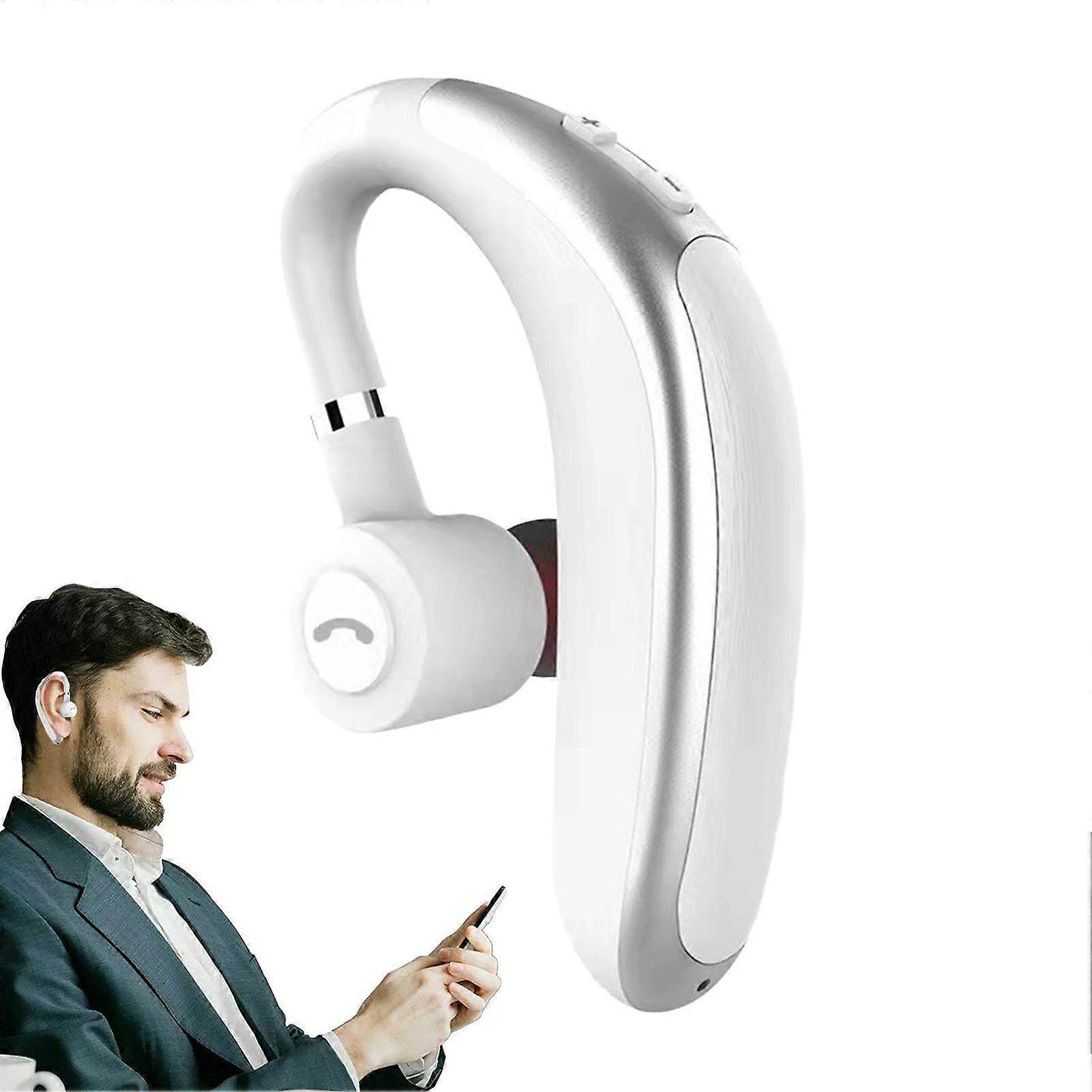 Single Ear Headset Wireless Headset For Work Long Battery Life Trucker Headset Office Headset Cel White