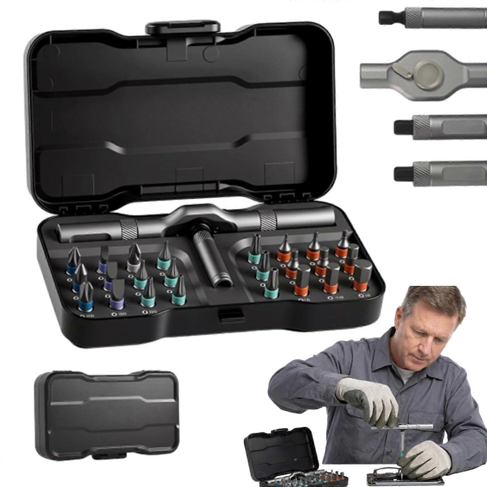 24 in 1 Ratchet Screwdriver Set with Magnetic Bit Lock and Ergonomic Detachable Handle Ref: 5413