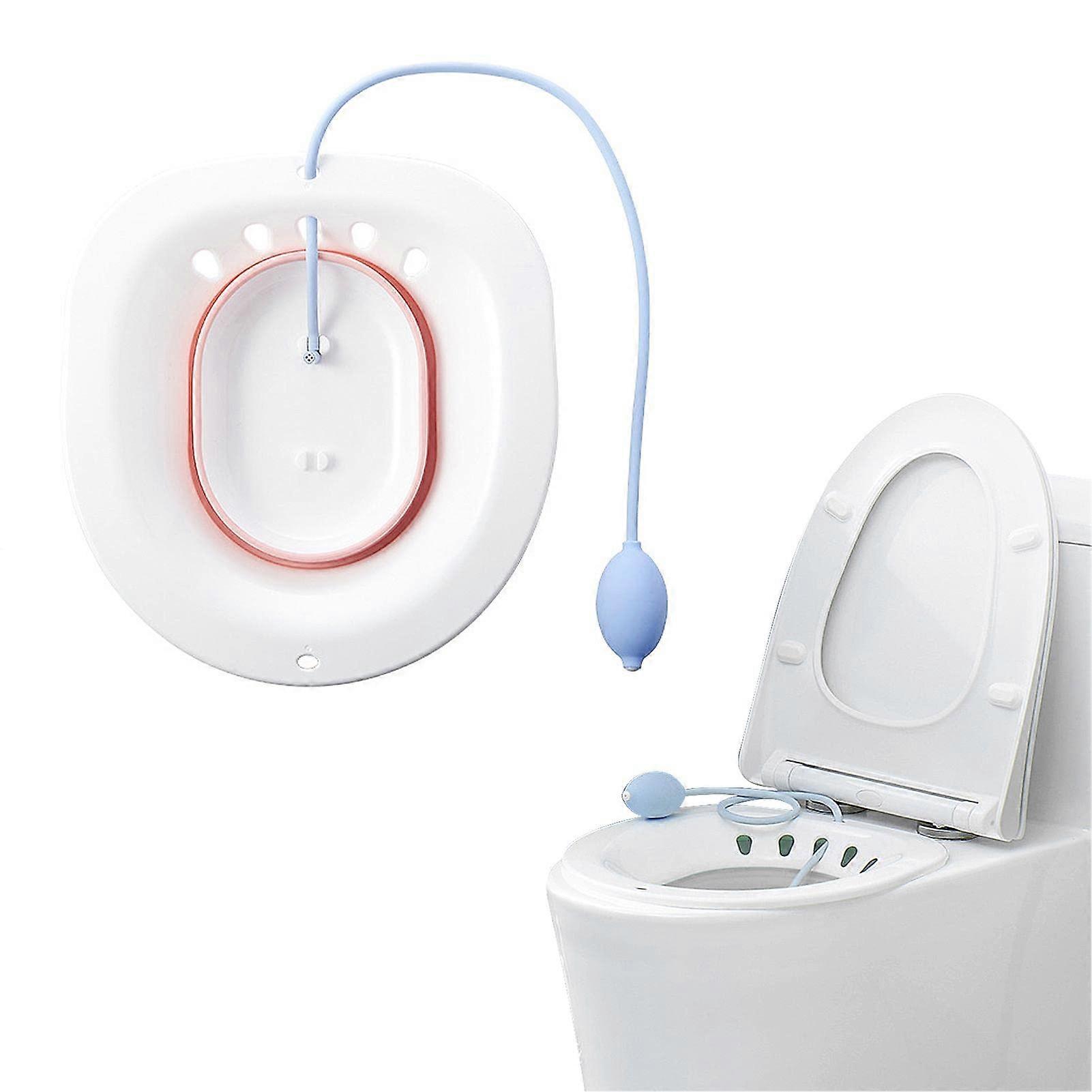 Portable Bidet Folding Sitz Bath with Adjustable Flusher and SpillProof Drainage Pink